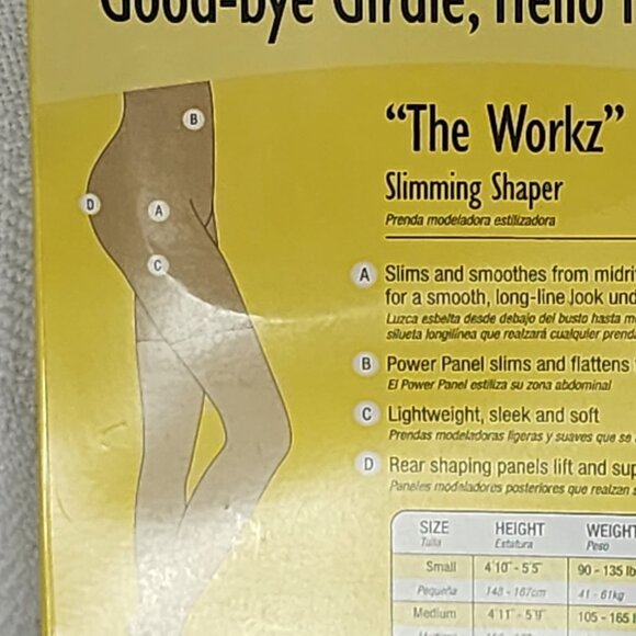 My Shapz The Workz Black #4410 Slims Midriff to Midthigh Slimming Shaper Size M - Picture 12 of 16